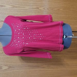 Rebecca Malone - Red 3/4 sleeve top with silver stud decor (Ladies Medium)